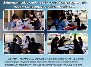 กลุ่มส่งเสริมและพัฒนาธุรกิจสหกรณ์ลงพื้นที่ตรวจสอบกิจการและฐานะการเงินของสหกรณ์กองทุนสวนยางตำบลหนองเลิง จำกัด ... พารามิเตอร์รูปภาพ 5